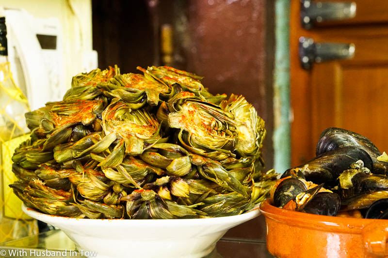 tapas Barcelona Spain artichokes